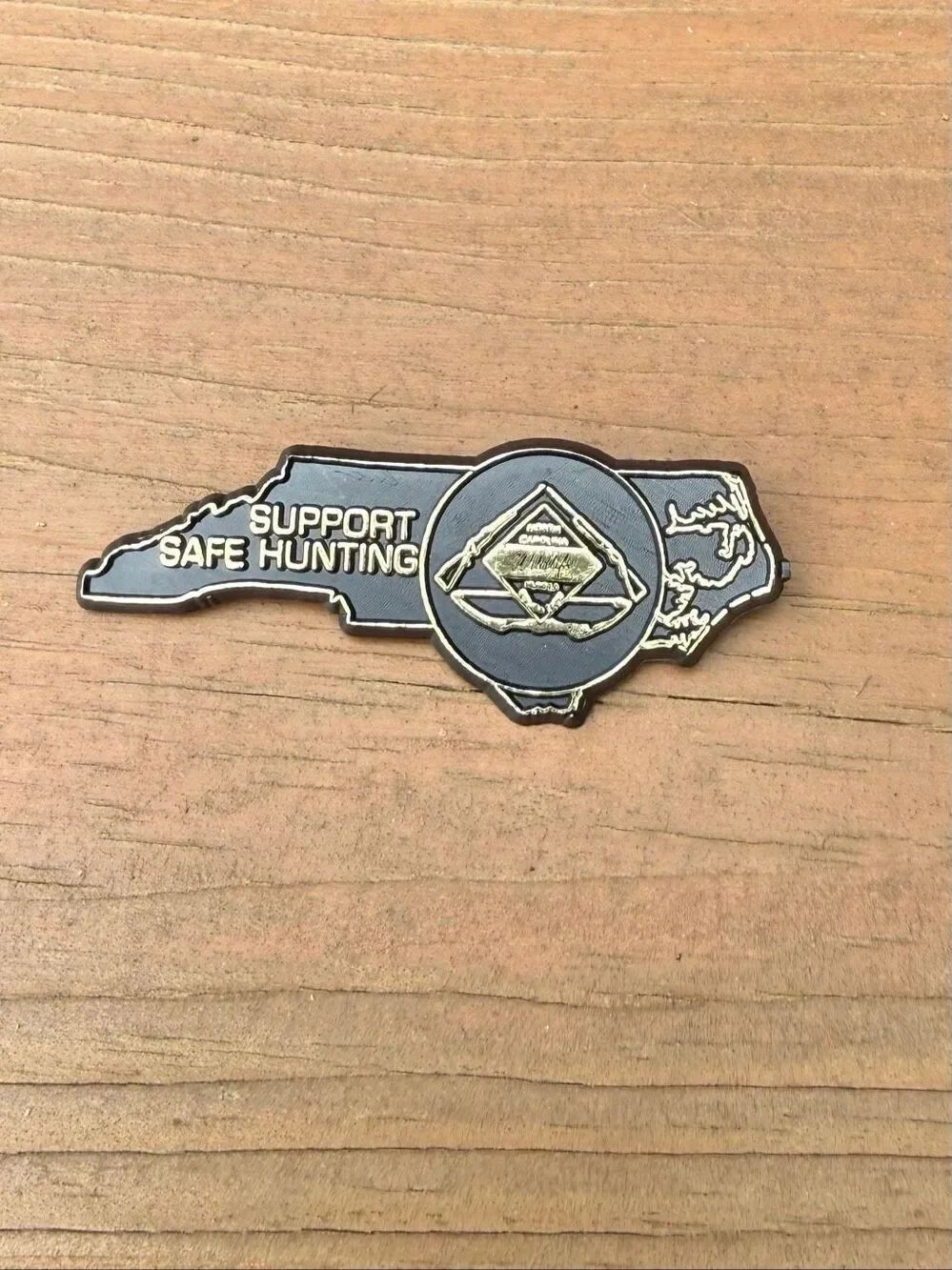 Vintage North Carolina Wildlife Magazine Pin Button Support Safe Hunting